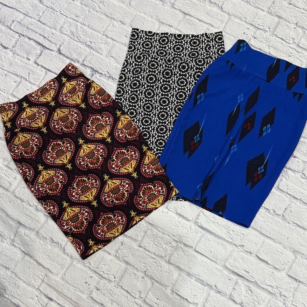 LuLaRoe Pencil Skirts - Black, Blue, and Red Patterns